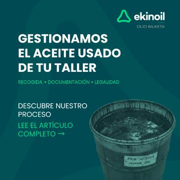 Recogida de aceite usado en taller mecánico del País Vasco con gestión legal del residuo por Ekinoil.
